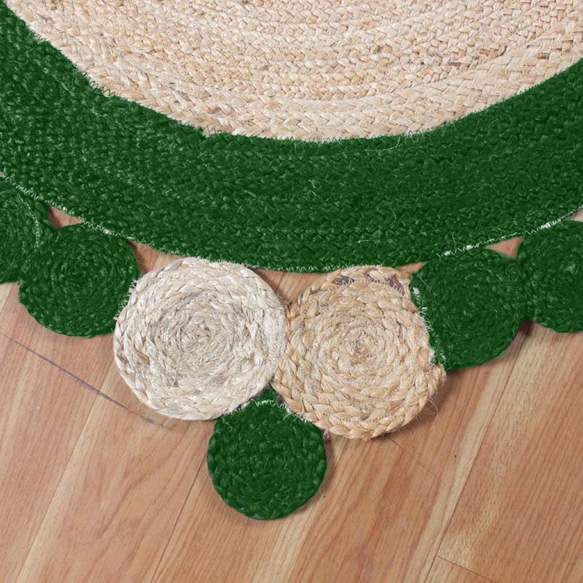 Traditional Blue Hand Braided Jute Living Round Area Rug - Indian Rug Store