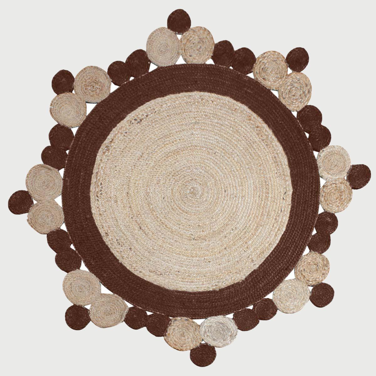 Brown Artistic Hand Braided Jute Home Decor Round Area Rug - Indian Rug Store