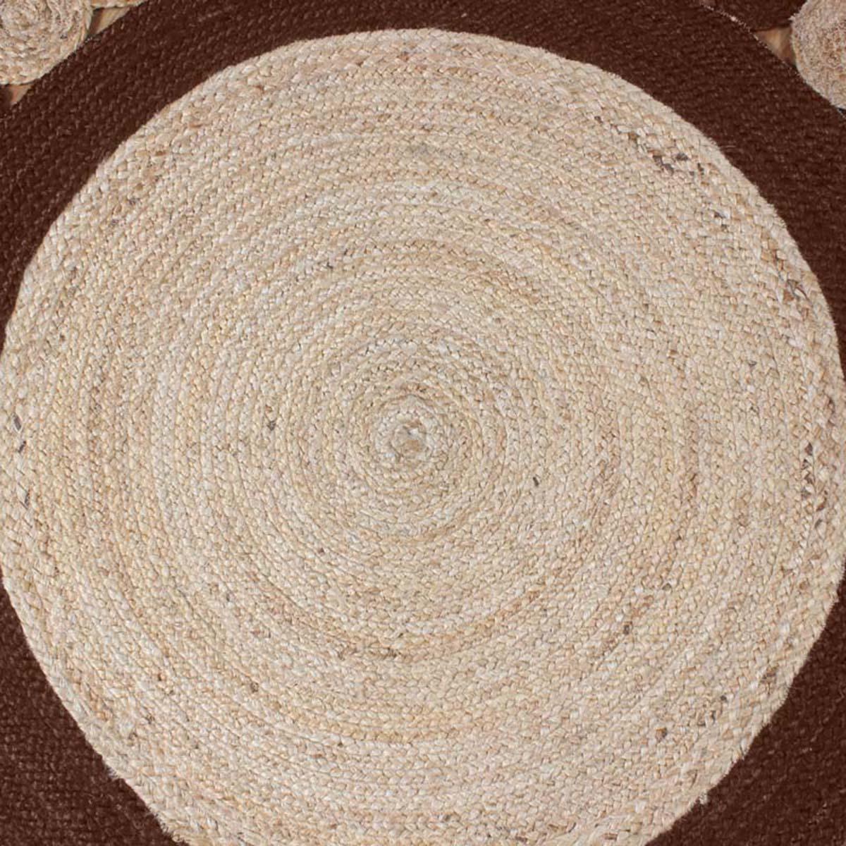 Brown Artistic Hand Braided Jute Home Decor Round Area Rug - Indian Rug Store