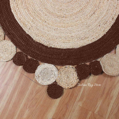 Brown Artistic  Hand Braided Jute Home Decor Round Area Rug