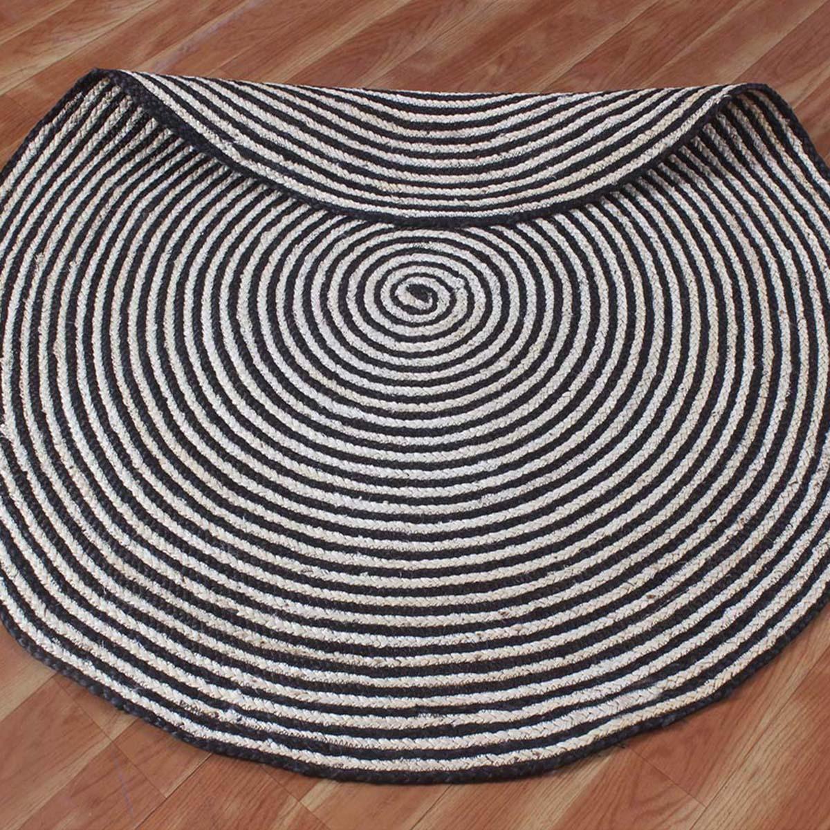 Traditional Hand Braided Black White farmhouse Round Area Rug - Indian Rug Store