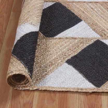 Hand Braided Farmhouse Beautiful Black Beige Jute Rug - Indian Rug Store