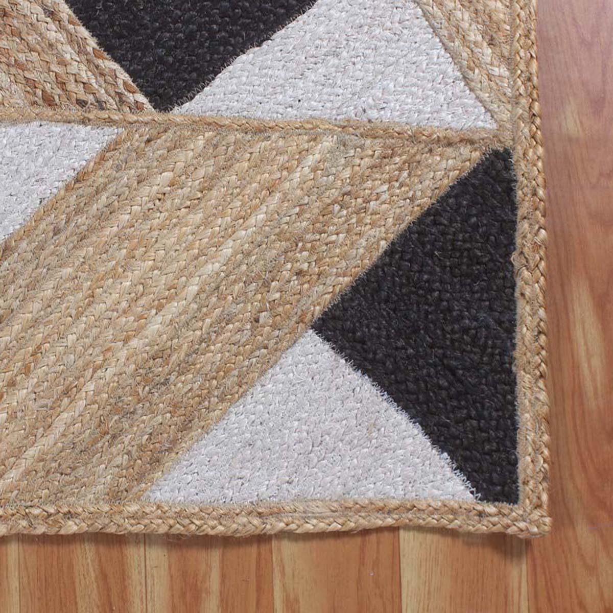 Hand Braided Farmhouse Beautiful Black Beige Jute Rug - Indian Rug Store