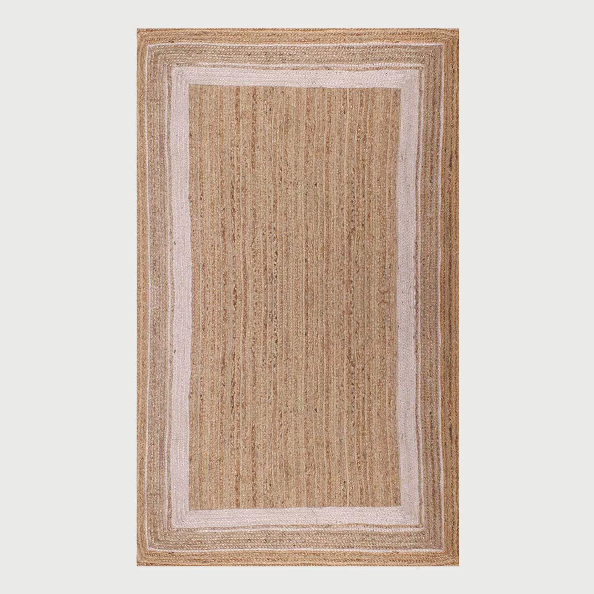 Trendy Hand Braided Sea House Beige White Jute Rug - Indian Rug Store