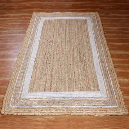 Trendy Hand Braided Sea House Beige White Jute Rug - Indian Rug Store