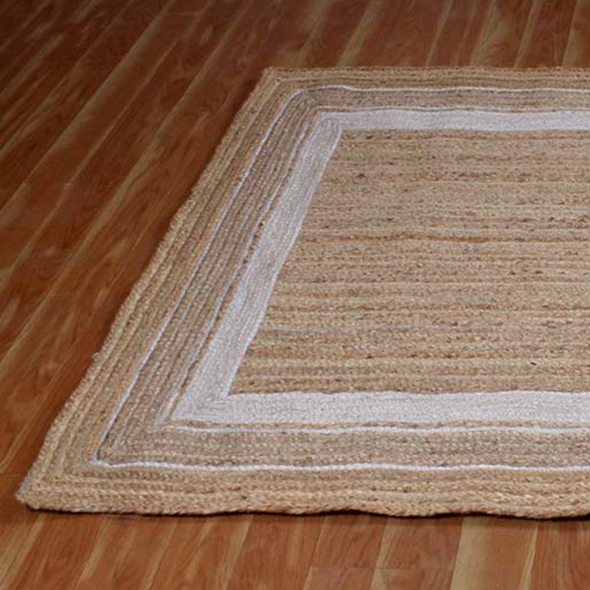 Trendy Hand Braided Sea House Beige White Jute Rug - Indian Rug Store