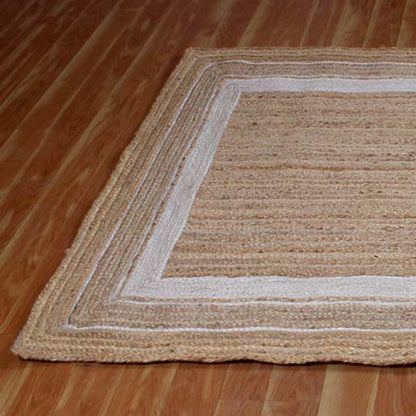 Trendy Hand Braided Sea House Beige White Jute Rug - Indian Rug Store