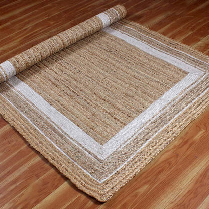 Trendy Hand Braided Sea House Beige White Jute Rug - Indian Rug Store