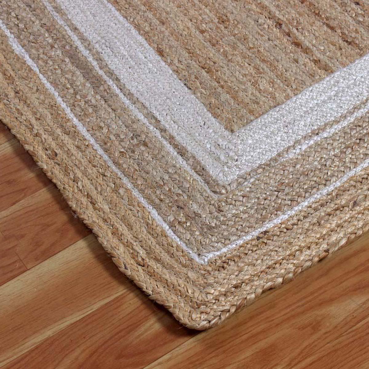 Trendy Hand Braided Sea House Beige White Jute Rug - Indian Rug Store