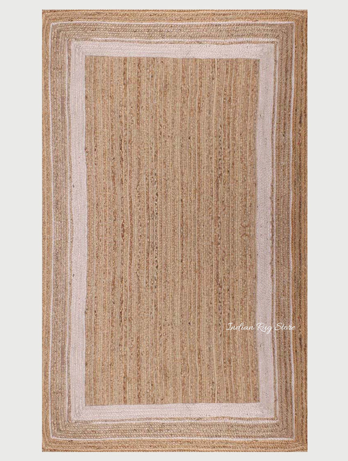 Tappeto in juta beige bianco Sea House intrecciato a mano alla moda