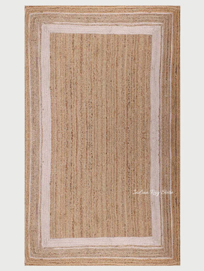 Tappeto in juta beige bianco Sea House intrecciato a mano alla moda