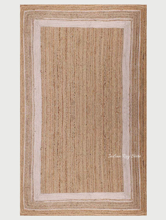 Trendy Hand Braided Sea House Beige White Jute Rug