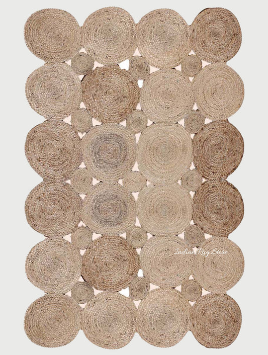 Beautiful Hand Braided Sea House Beige Jute Rug