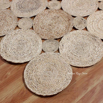 Beautiful Hand Braided Sea House Beige Jute Rug