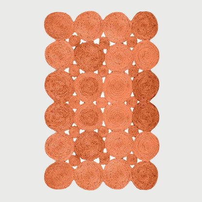 Orange Hand Braided Artistic Sea House Jute Area Rug - Indian Rug Store