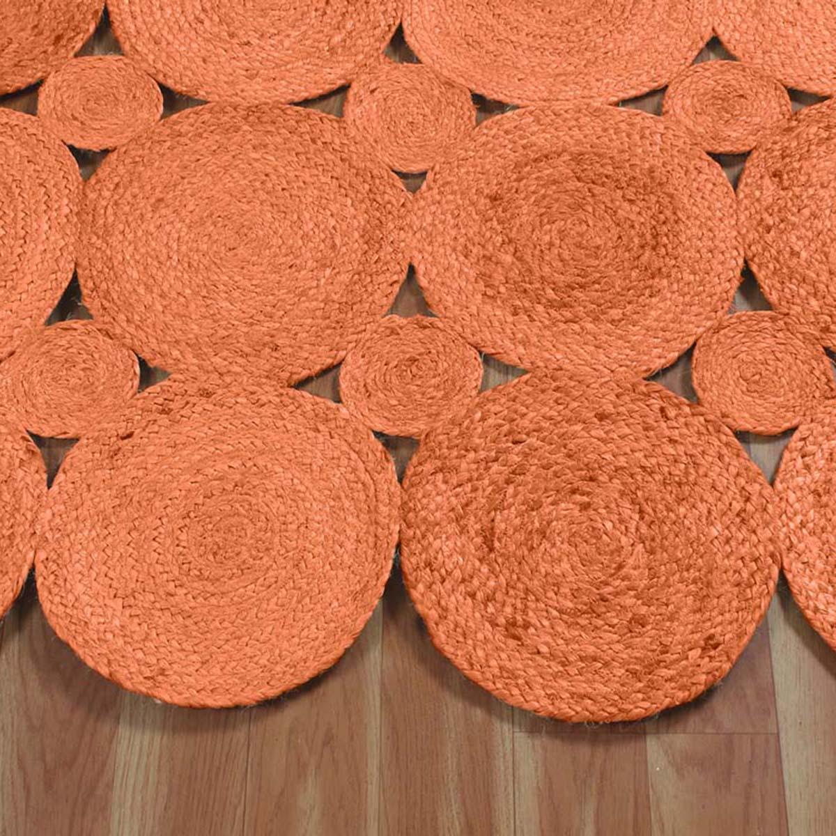 Orange Hand Braided Artistic Sea House Jute Area Rug - Indian Rug Store