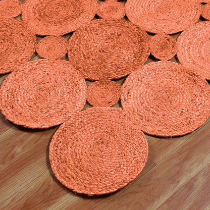 Orange Hand Braided Artistic Sea House Jute Area Rug - Indian Rug Store