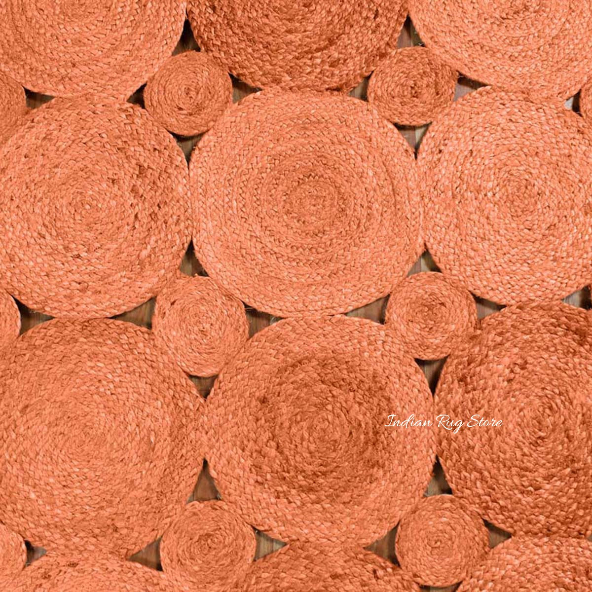 Orange Hand Braided Artistic Sea House Jute Area Rug