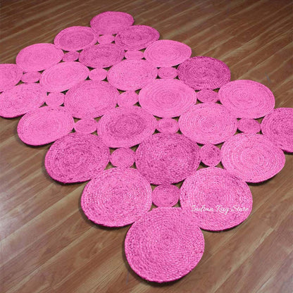 Pink Hand Braided Beautiful Indoor Jute Area Rug