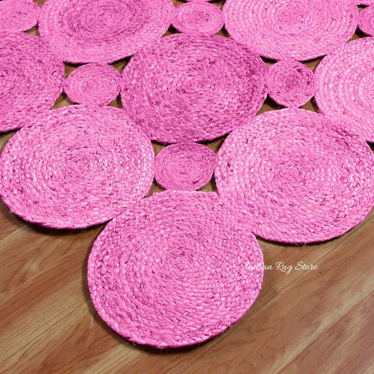 Pink Hand Braided Beautiful Indoor Jute Area Rug