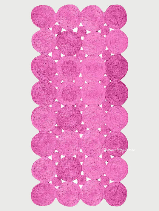 Pink Hand Braided Beautiful Indoor Jute Area Rug