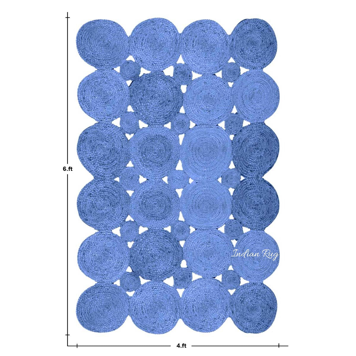 Tappeto orientale da esterno in juta intrecciato a mano blu