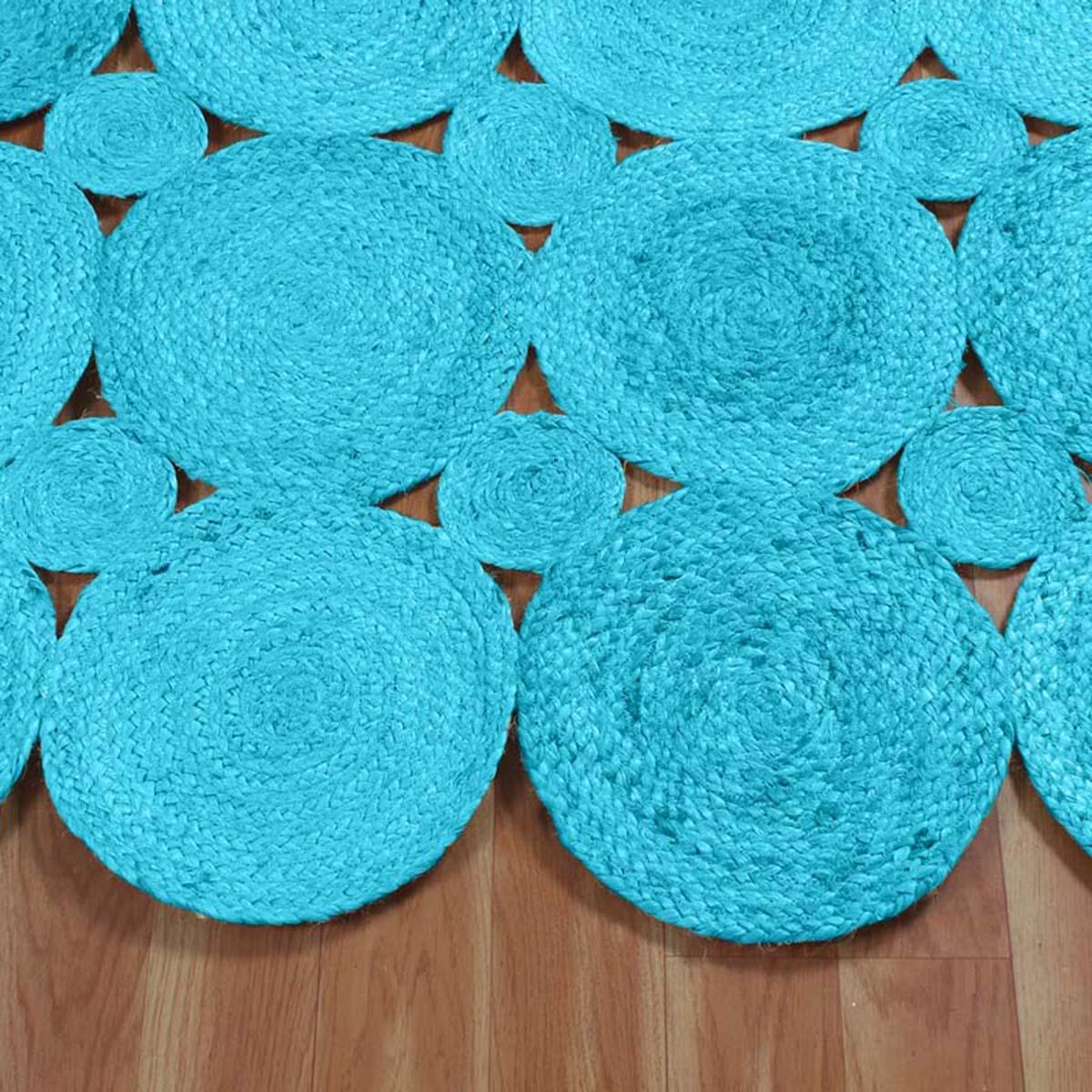 Hand Braided Beautiful Turquoise Blue Living Room Jute Area Rug - Indian Rug Store