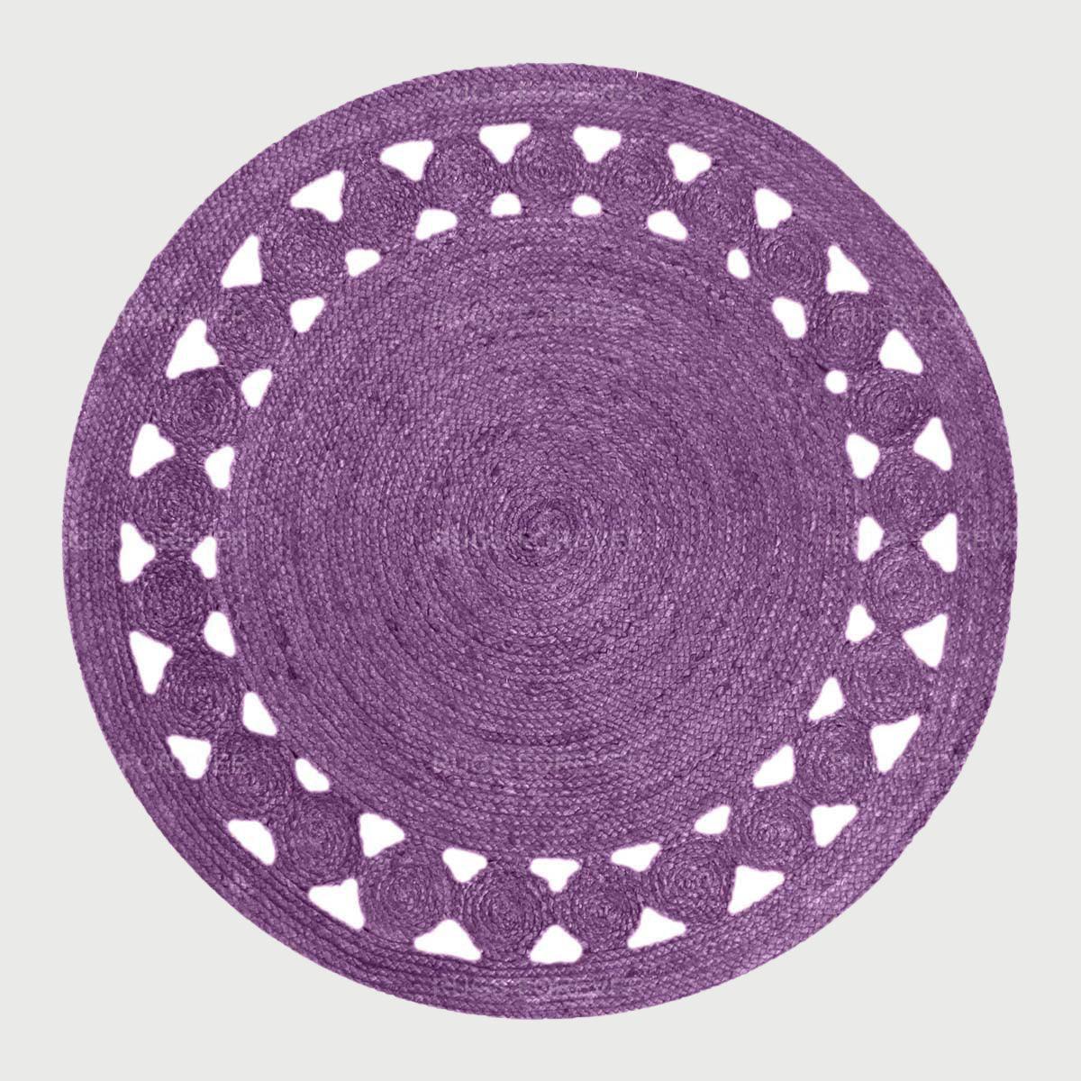 Traditional Interior Purple Hand Braided Round Area Rug - Indian Rug Store