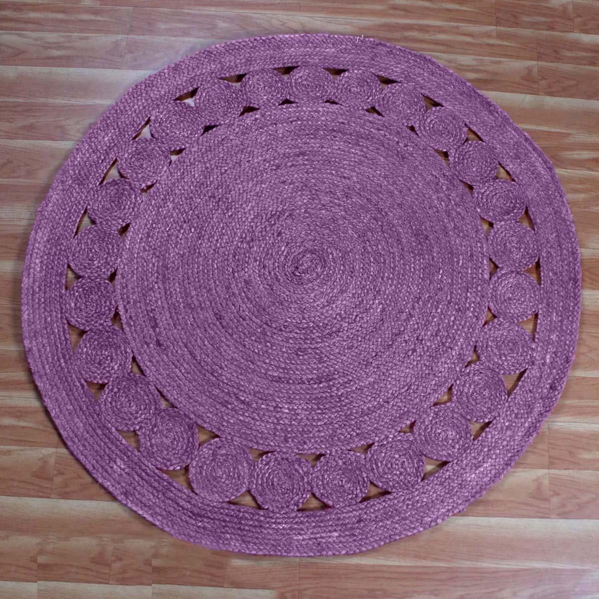 Traditional Interior Purple Hand Braided Round Area Rug - Indian Rug Store