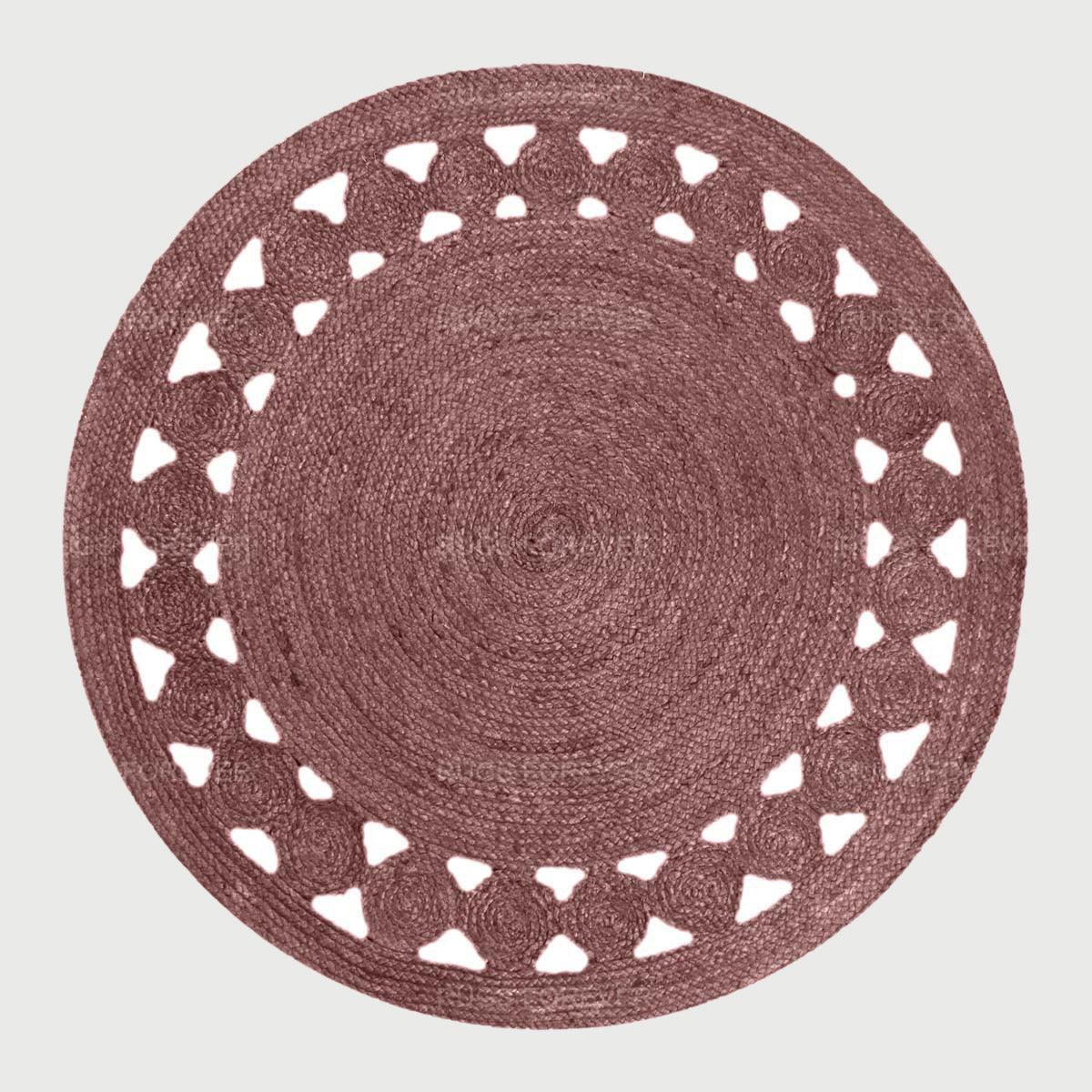 Artistic Brown Outdoor Hand Braided Round Area Rug - Indian Rug Store