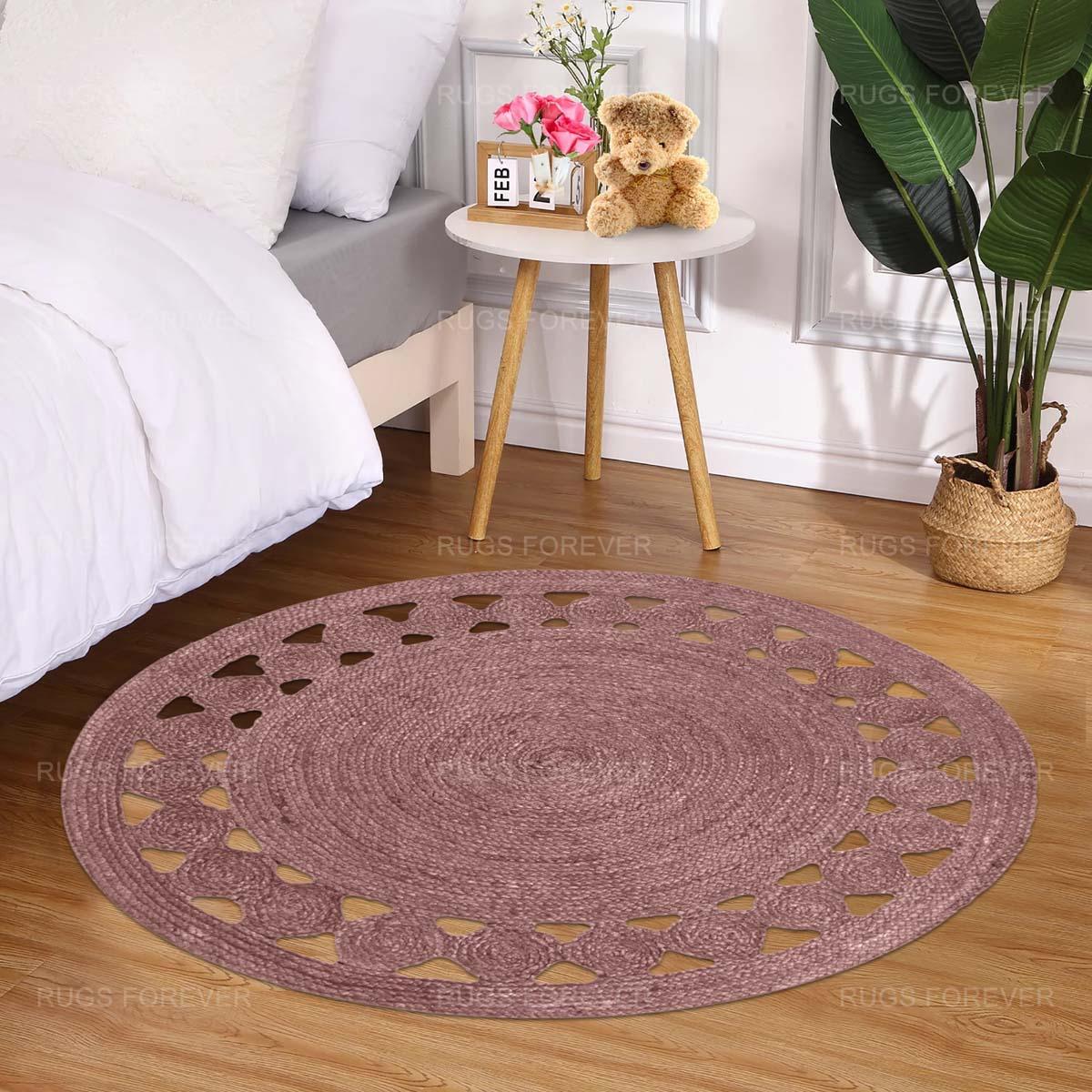 Artistic Brown Outdoor Hand Braided Round Area Rug - Indian Rug Store