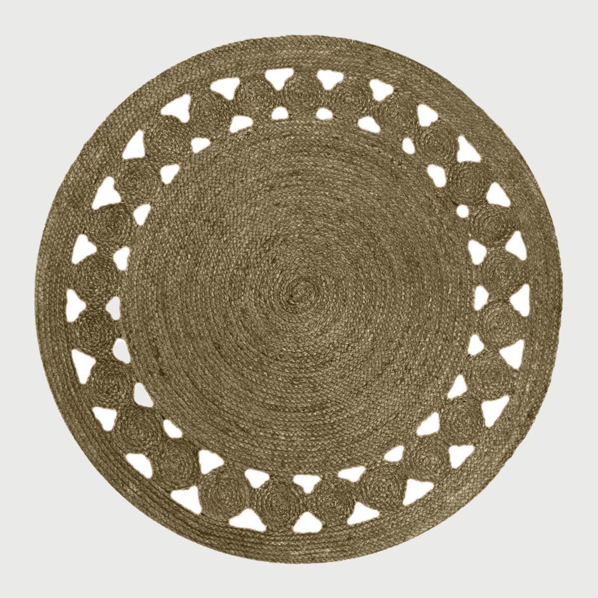 Traditional Indian Bronze Hand Braided Indoor Round Area Rug - Indian Rug Store