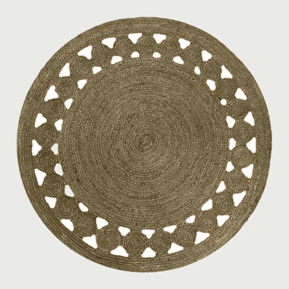 Traditional Indian Bronze Hand Braided Indoor Round Area Rug - Indian Rug Store