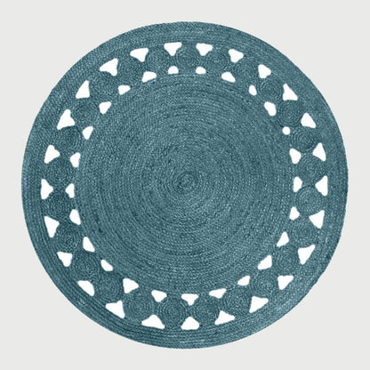 Attractive Oriental Blue Hand Braided Farmhouse Round Area Rug - Indian Rug Store