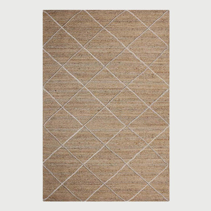 Artistic Beige White Hand Braided Indoor Jute Area Rug - Indian Rug Store