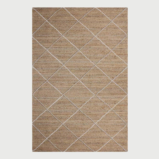 Artistic Beige White Hand Braided Indoor Jute Area Rug - Indian Rug Store