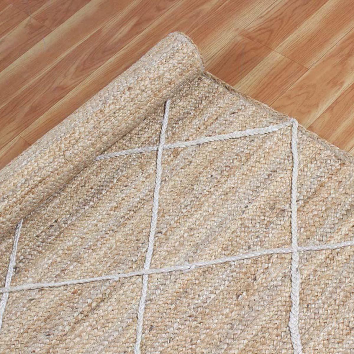 Artistic Beige White Hand Braided Indoor Jute Area Rug - Indian Rug Store