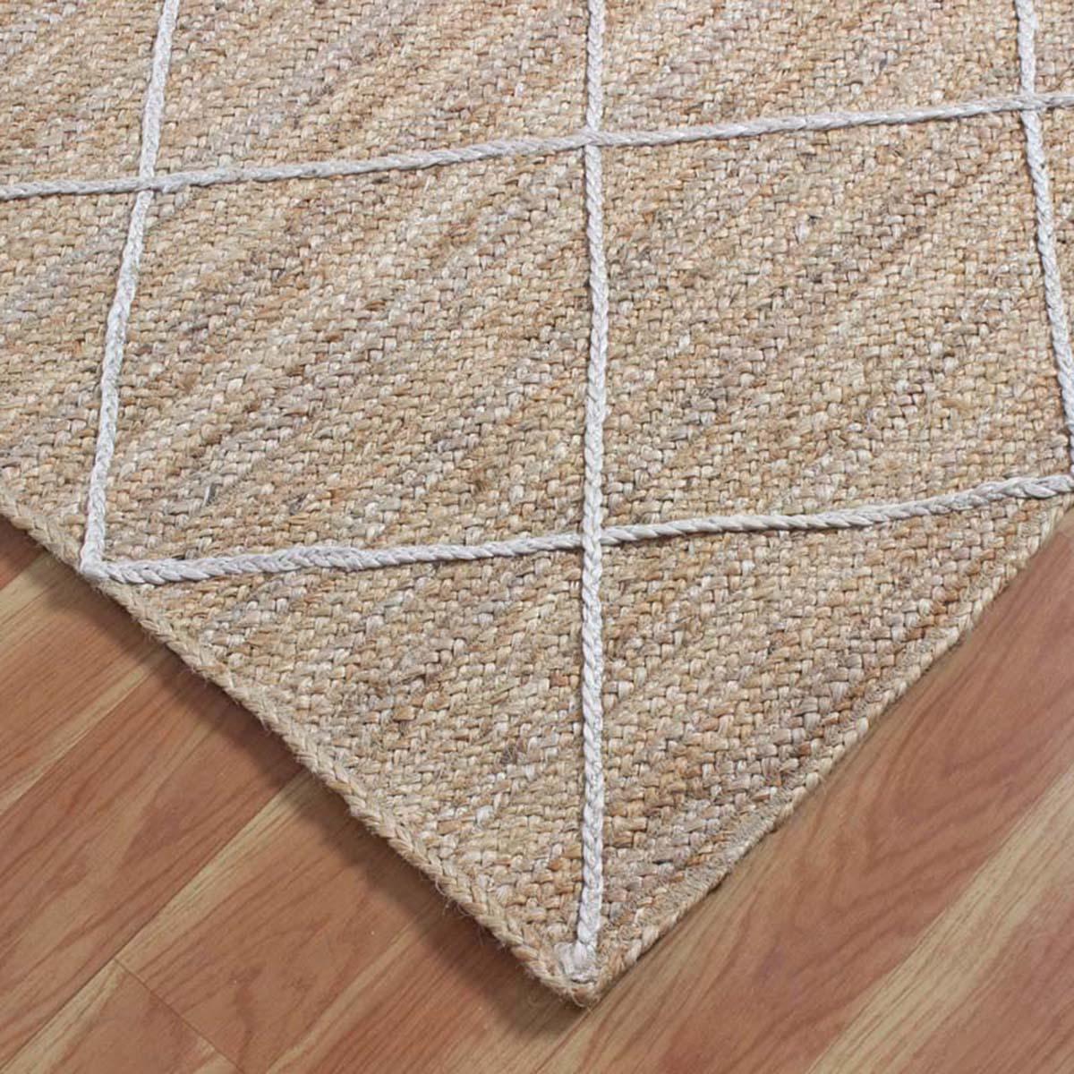 Artistic Beige White Hand Braided Indoor Jute Area Rug - Indian Rug Store