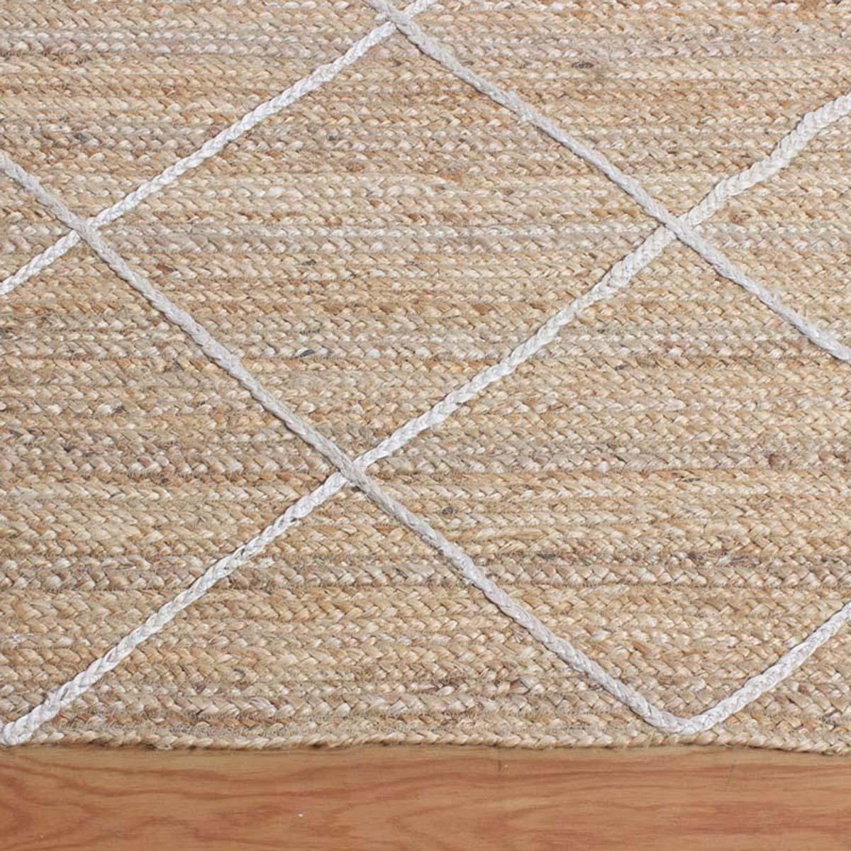 Artistic Beige White Hand Braided Indoor Jute Area Rug - Indian Rug Store