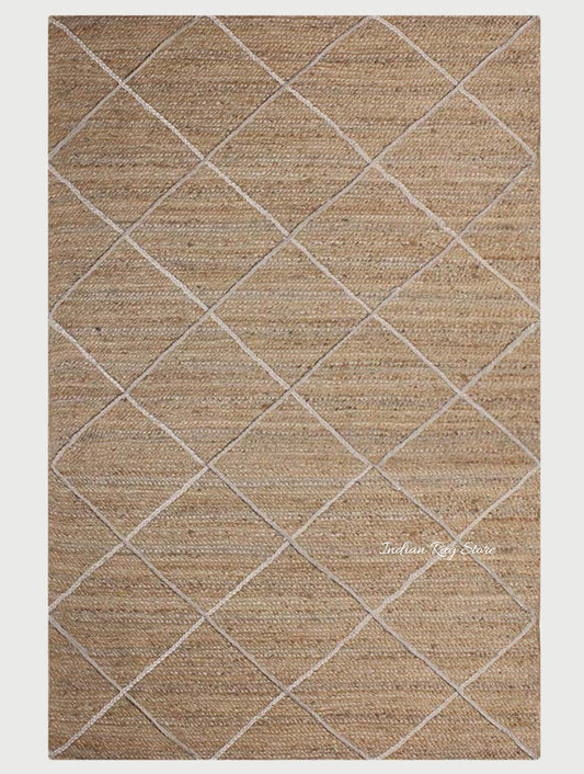 Artistic Beige White Hand Braided Indoor Jute Area Rug