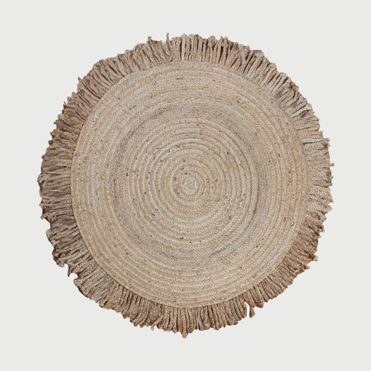 Traditional Indian Beige Hand Braided Home Decor Round Area Rug - Indian Rug Store