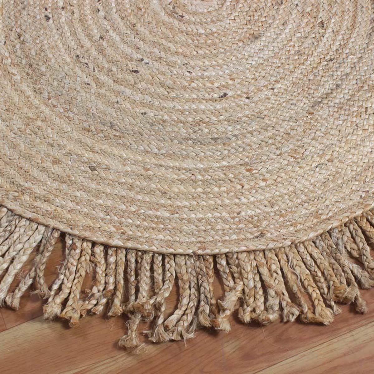 Traditional Indian Beige Hand Braided Home Decor Round Area Rug - Indian Rug Store