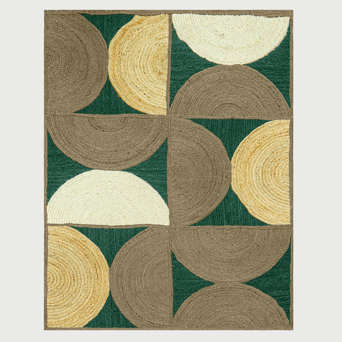 Attractive Green Multicolor Hand Braided Home Decor Jute Area Rug - Indian Rug Store