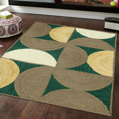 Attractive Green Multicolor Hand Braided Home Decor Jute Area Rug - Indian Rug Store