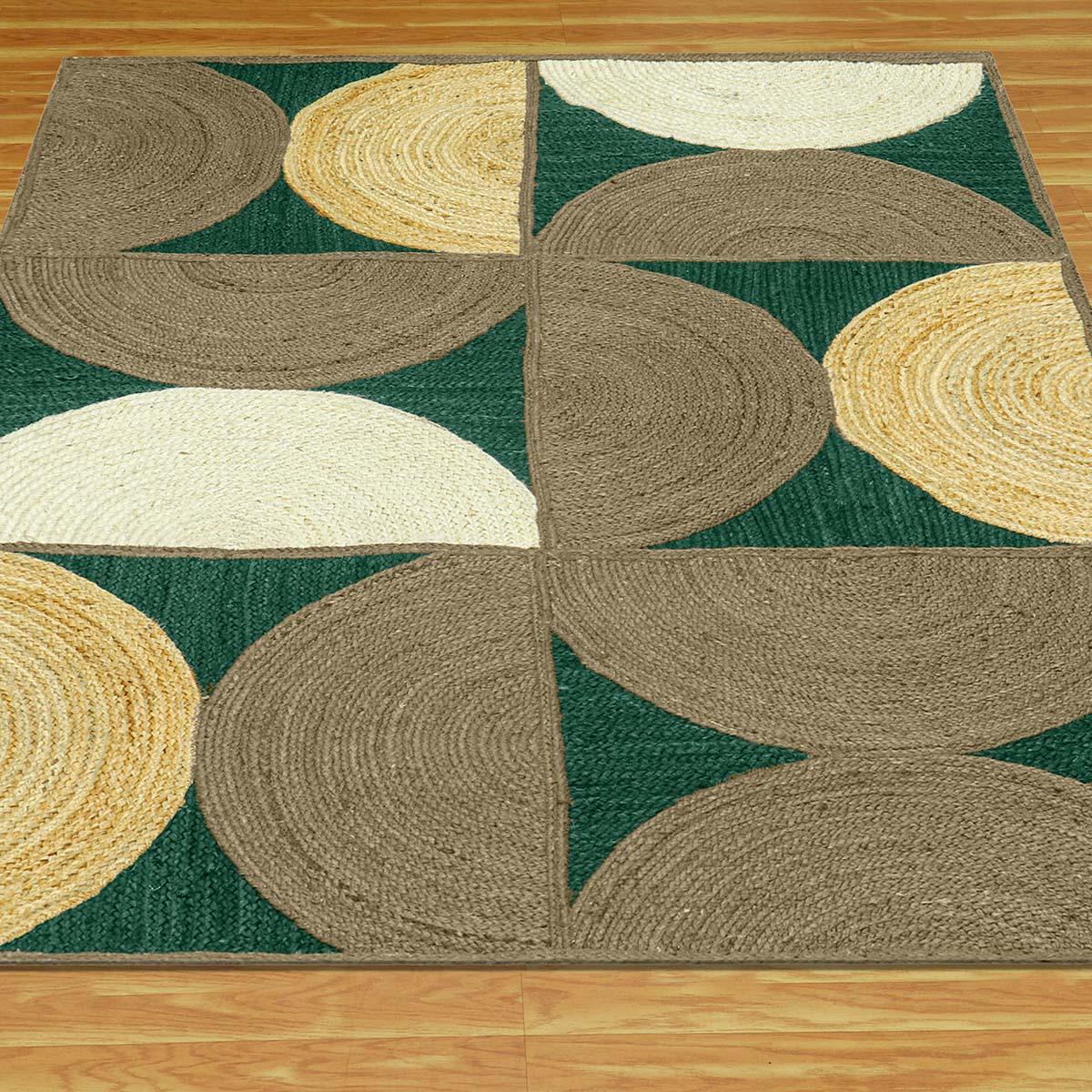 Attractive Green Multicolor Hand Braided Home Decor Jute Area Rug - Indian Rug Store