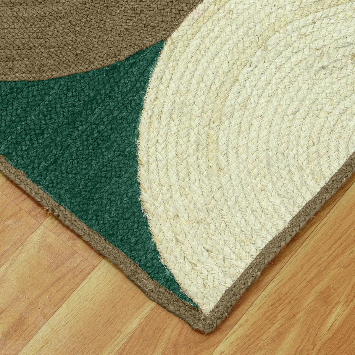 Attractive Green Multicolor Hand Braided Home Decor Jute Area Rug - Indian Rug Store