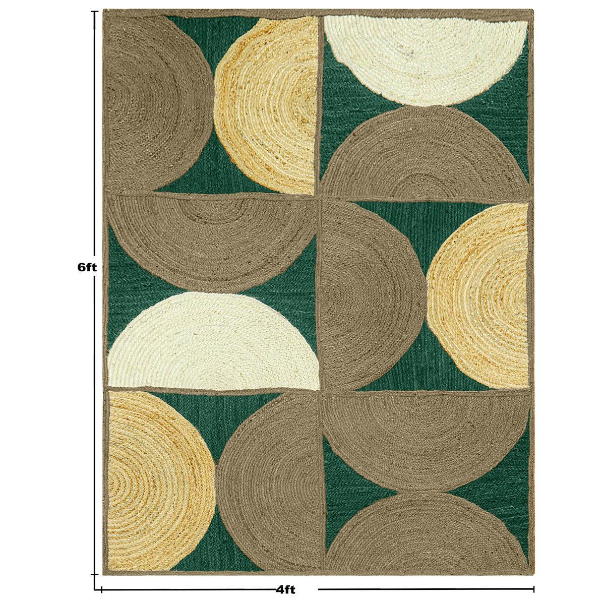 Attractive Green Multicolor Hand Braided Home Decor Jute Area Rug - Indian Rug Store