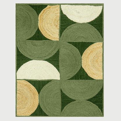 Trendy Green Multicolor Hand Braided Indoor Jute Area Rug - Indian Rug Store