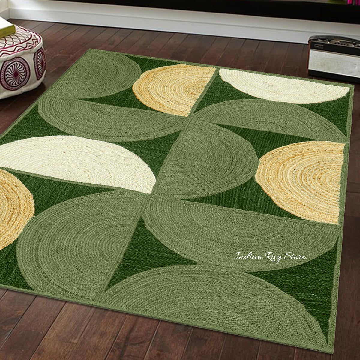 Trendy Green Multicolor Hand Braided Indoor Jute Area Rug