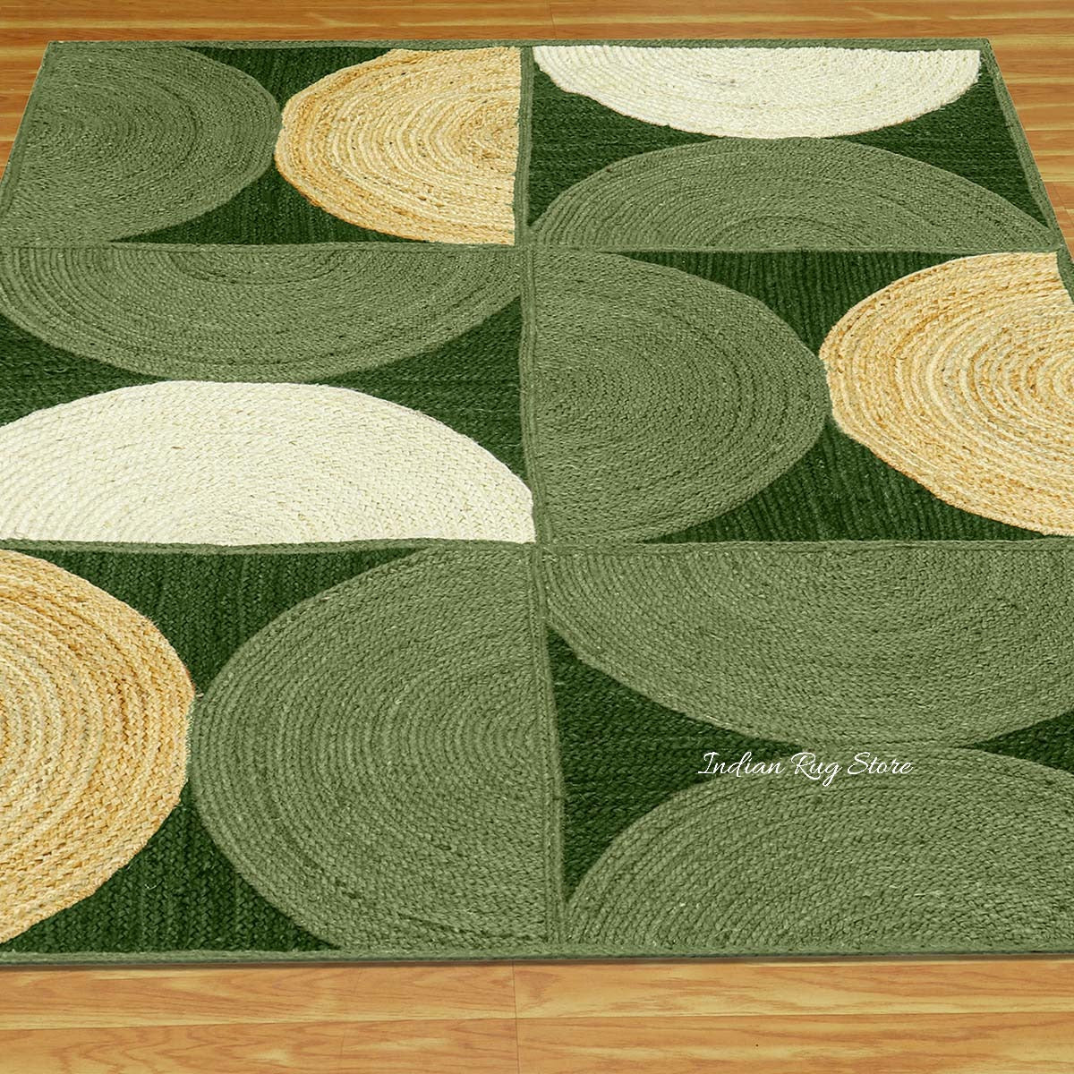 Trendy Green Multicolor Hand Braided Indoor Jute Area Rug